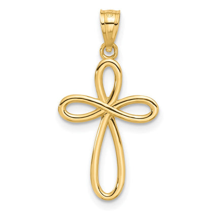 14K Gelbgold Schleife Kreuz Anhänger