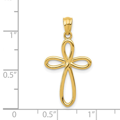 14K Gelbgold Schleife Kreuz Anhänger