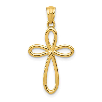 14K Gelbgold Schleife Kreuz Anhänger
