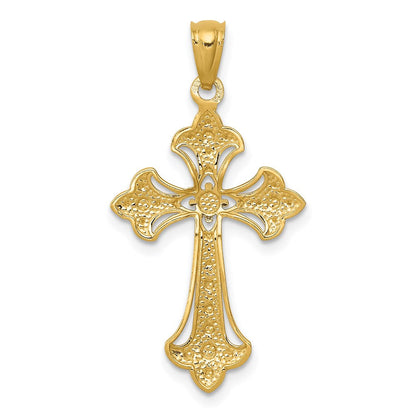 14K Gelb & Rhodium mit Rhodium Diamantiert Kreuz Anhänger