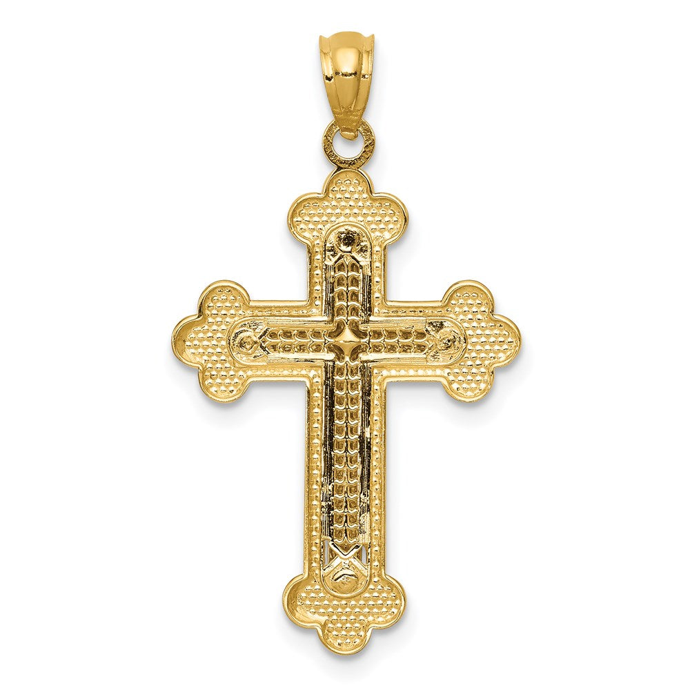 14K Bicolor Gold Diamantgeschliffener Kreuzanhänger