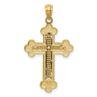 14K Bicolor Gold Diamantgeschliffener Kreuzanhänger