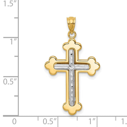 14K Bicolor Gold Diamantgeschliffener Kreuzanhänger
