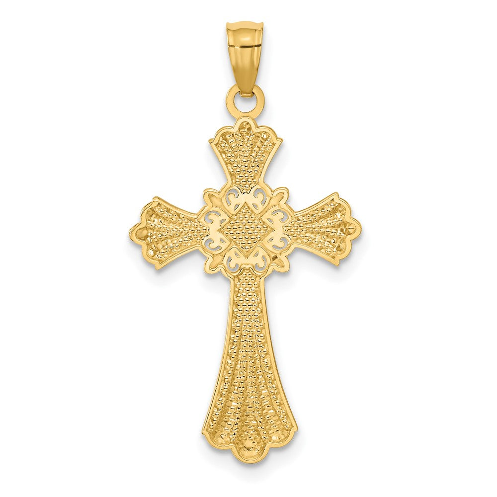 14K Gelb & Rhodium mit Rhodium Diamantiert Kreuz Anhänger