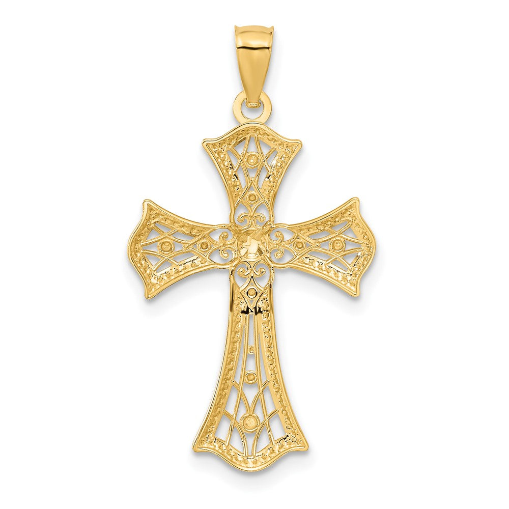 14K Gelb & Rhodium mit Rhodium Diamantiert Kreuz Anhänger