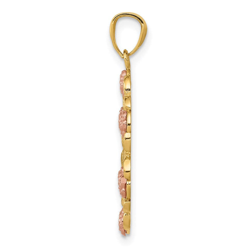 14K Bicolor Gold Guadalupe-Anhänger mit Weißrhodium-Beschichtung