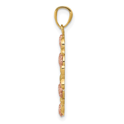 14K Bicolor Gold Guadalupe-Anhänger mit Weißrhodium-Beschichtung