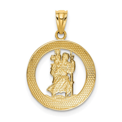 14K Gelb & Rhodium mit Rhodium St Christopher Anhänger