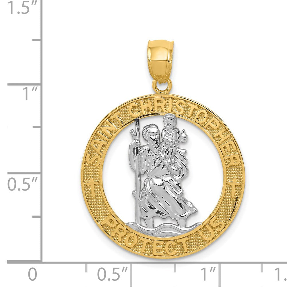 14K Gelb- und Rhodiumgold mit Rhodium St.-Christopherus-Anhänger