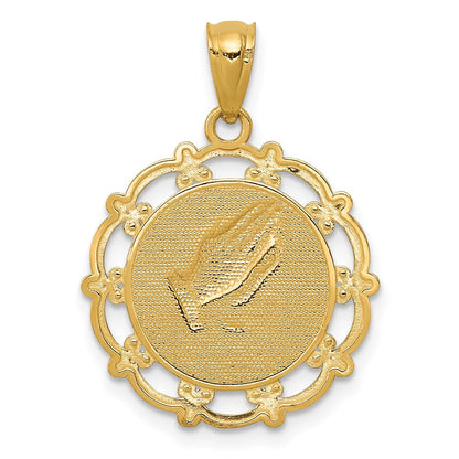 14K Gelb & Rhodium mit Rhodium Taufe Anhänger
