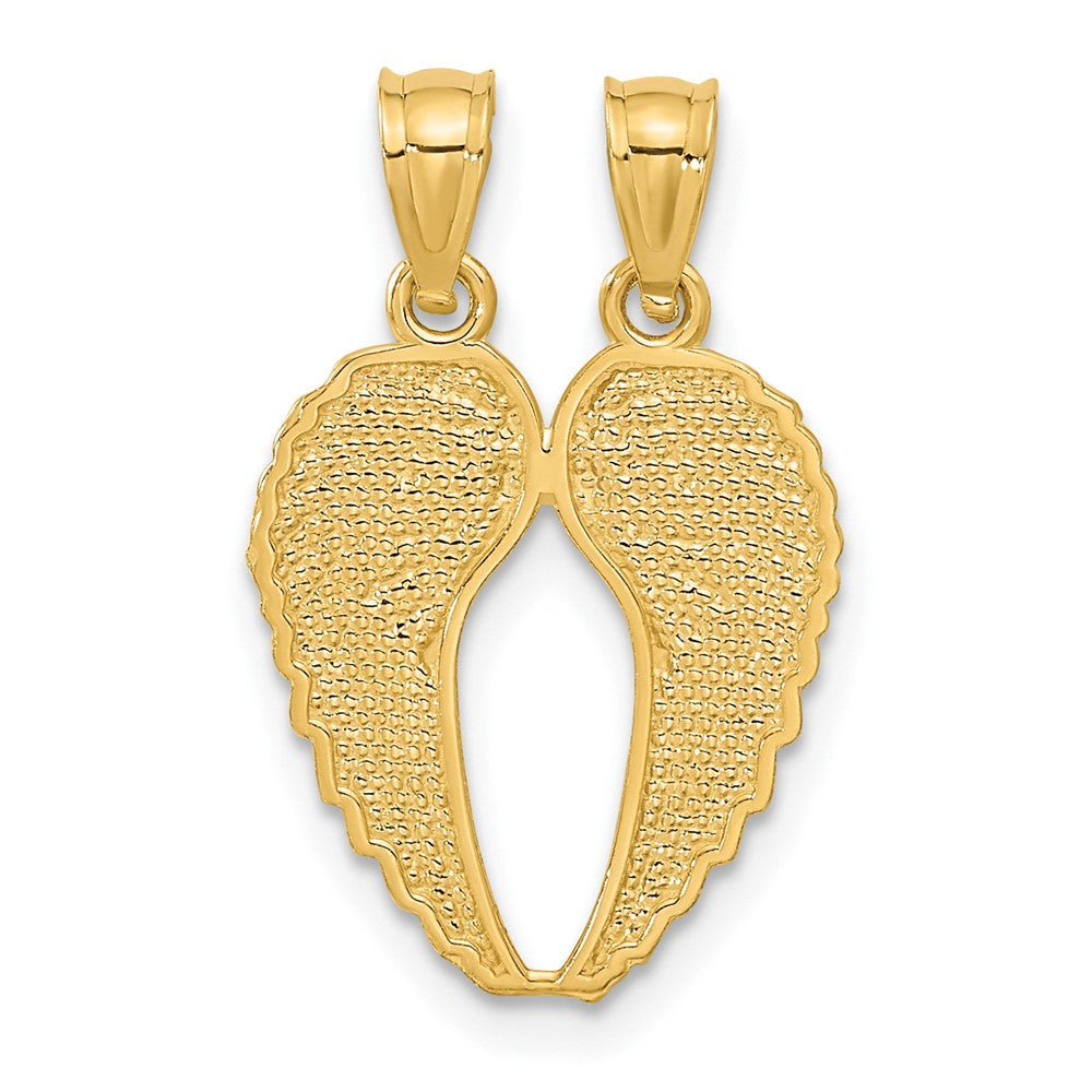 14K Gelbgold Break Apart Diamantiert Flügel Anhänger