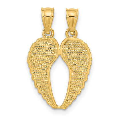 14K Gelbgold Break Apart Diamantiert Flügel Anhänger