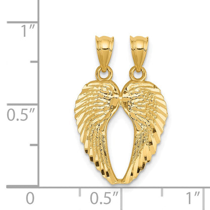 14K Gelbgold Break Apart Diamantiert Flügel Anhänger