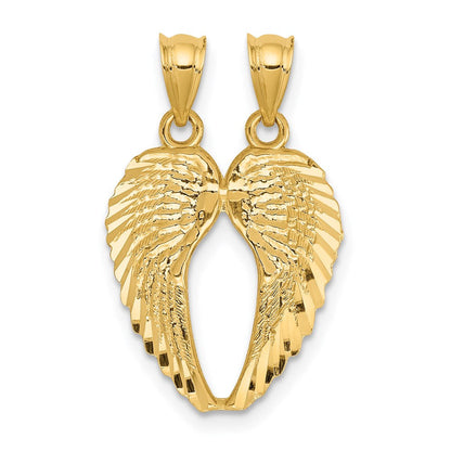 14K Gelbgold Break Apart Diamantiert Flügel Anhänger