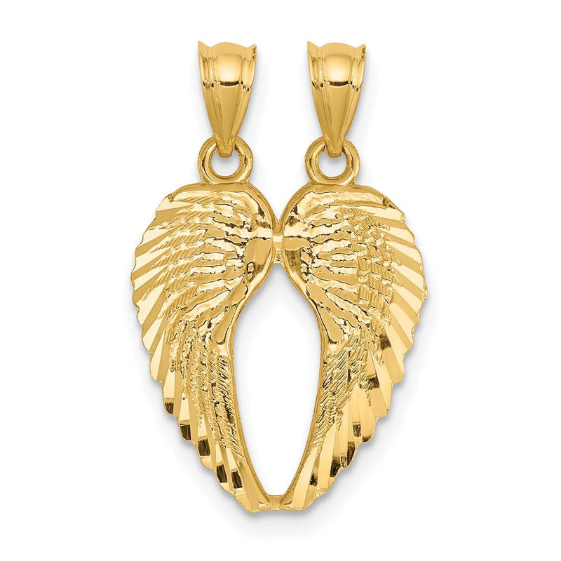 14K Gelbgold Break Apart Diamantiert Flügel Anhänger