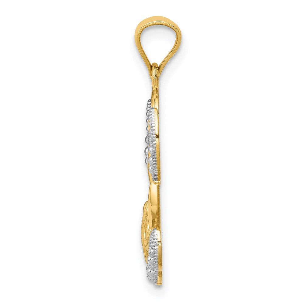 14K Gelb & Rhodium mit Rhodium Liebe Engel Anhänger
