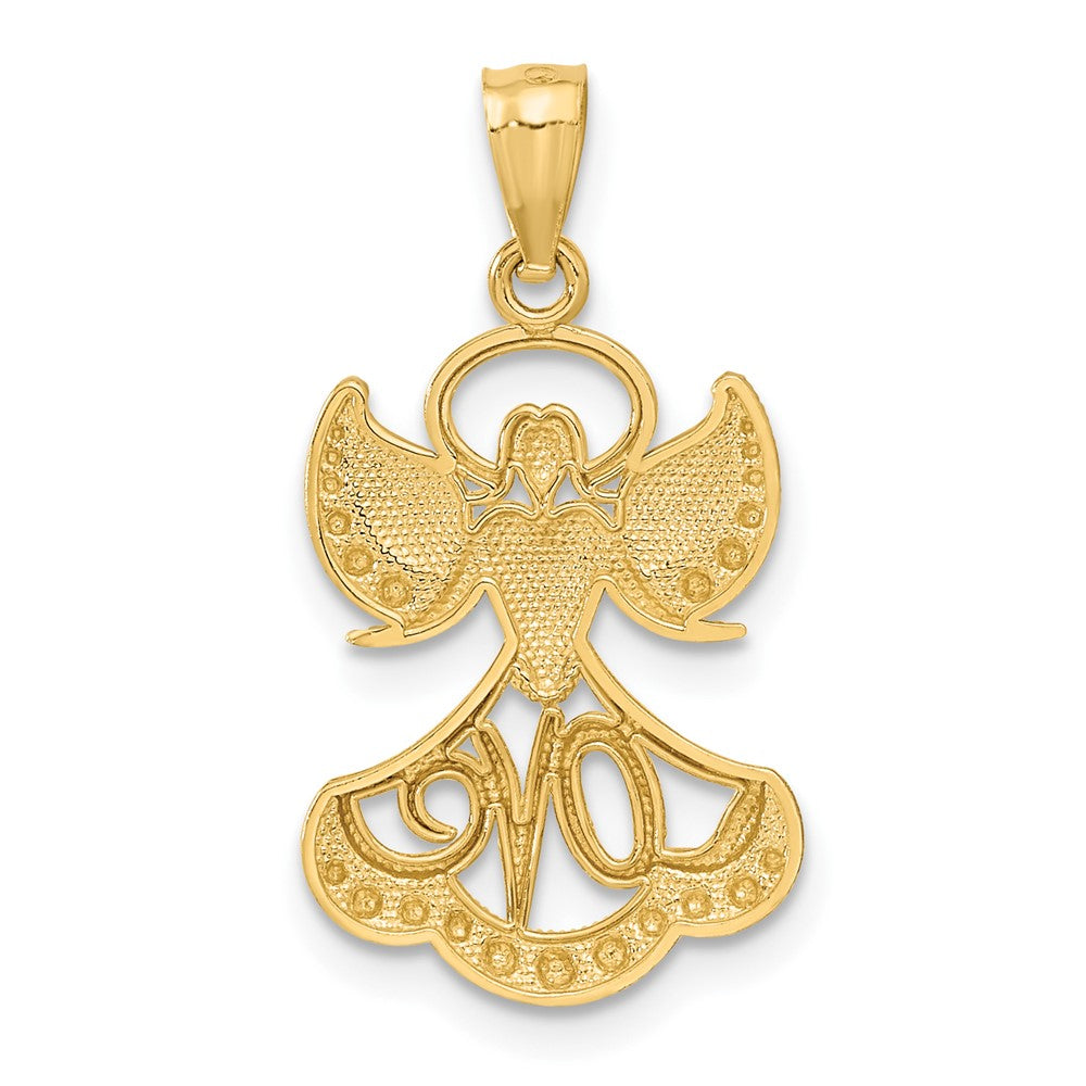 14K Gelb & Rhodium mit Rhodium Liebe Engel Anhänger