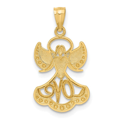 14K Gelb & Rhodium mit Rhodium Liebe Engel Anhänger