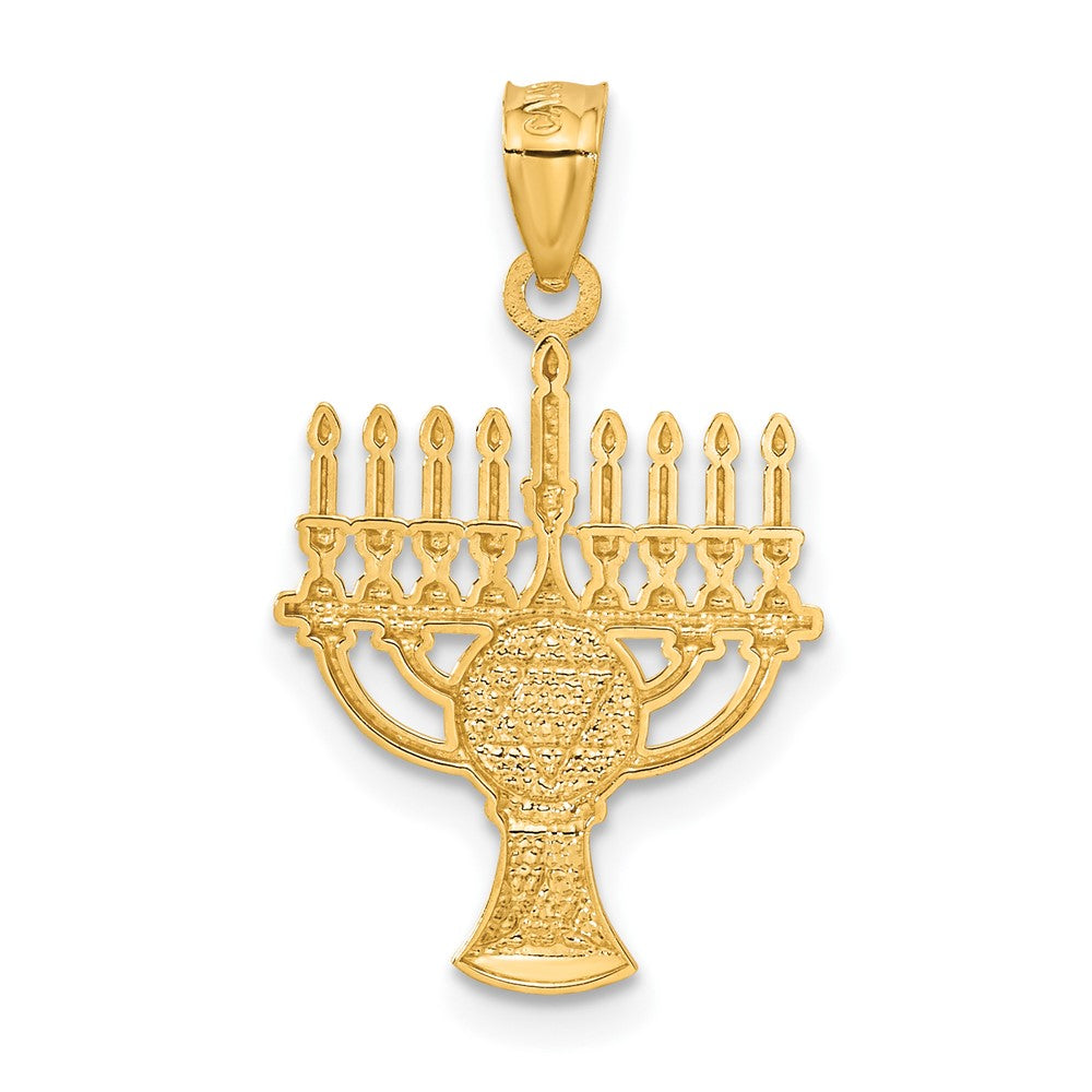 14K Gelb & Rhodium mit Weiß Menorah Anhänger
