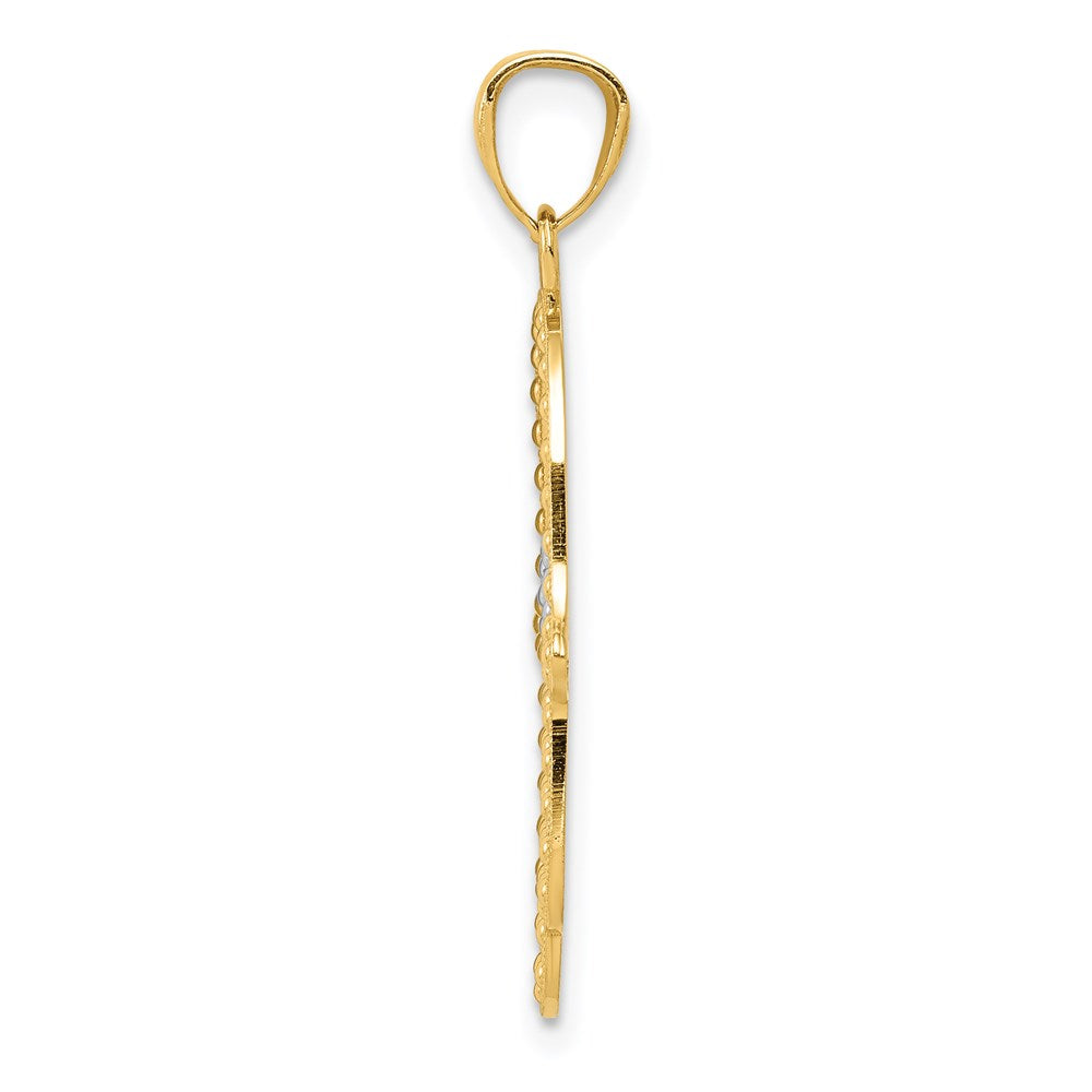 14K Gelb & Rhodium mit Hamsa Anhänger