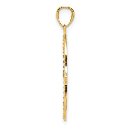 14K Gelb & Rhodium mit Hamsa Anhänger