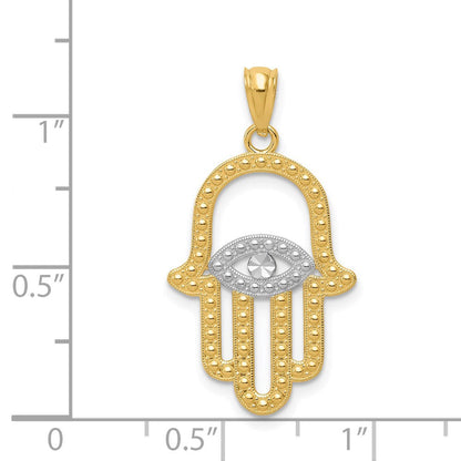 14K Gelb & Rhodium mit Hamsa Anhänger