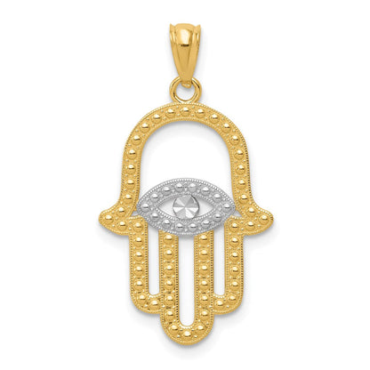 14K Gelb & Rhodium mit Hamsa Anhänger