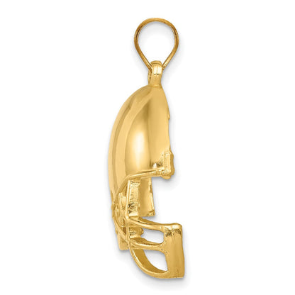 14K Gelbgold Poliert Football-Helm-Anhänger