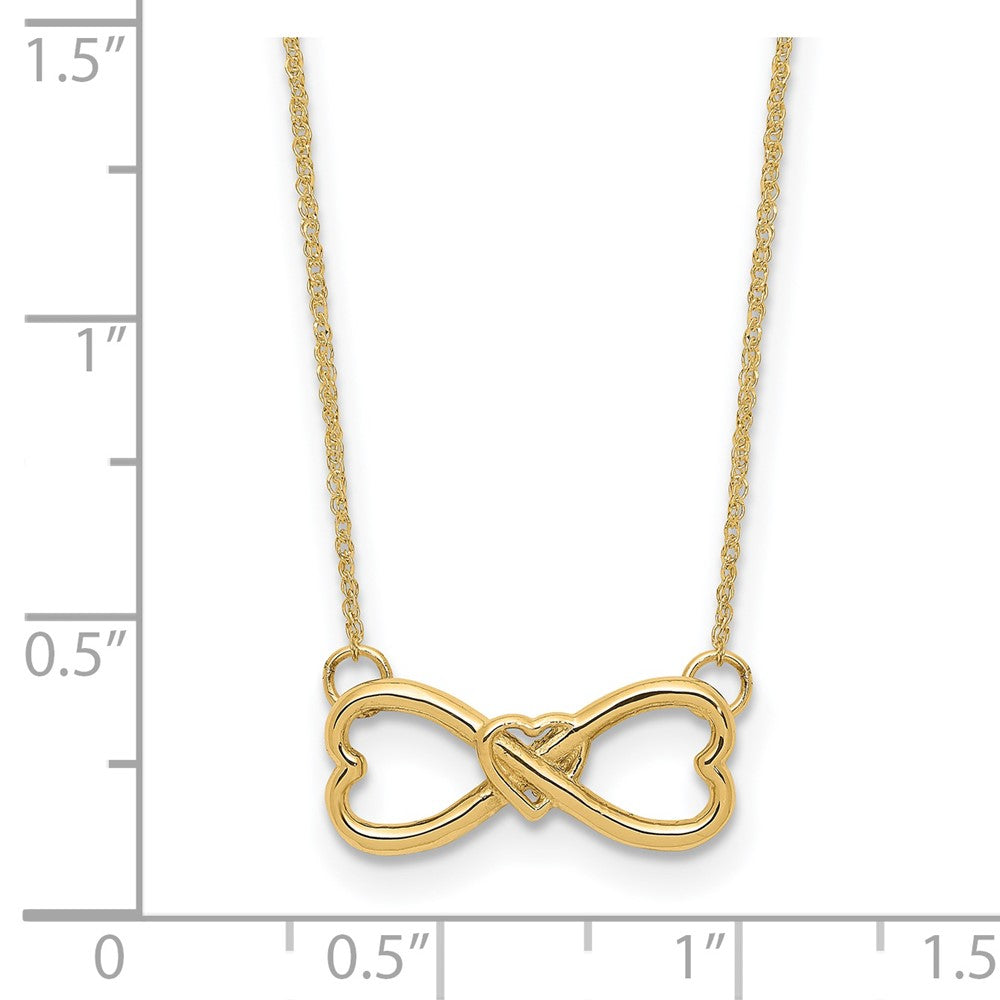 14K Gelbgold Poliert Unendlichkeit mit Herz Halskette
