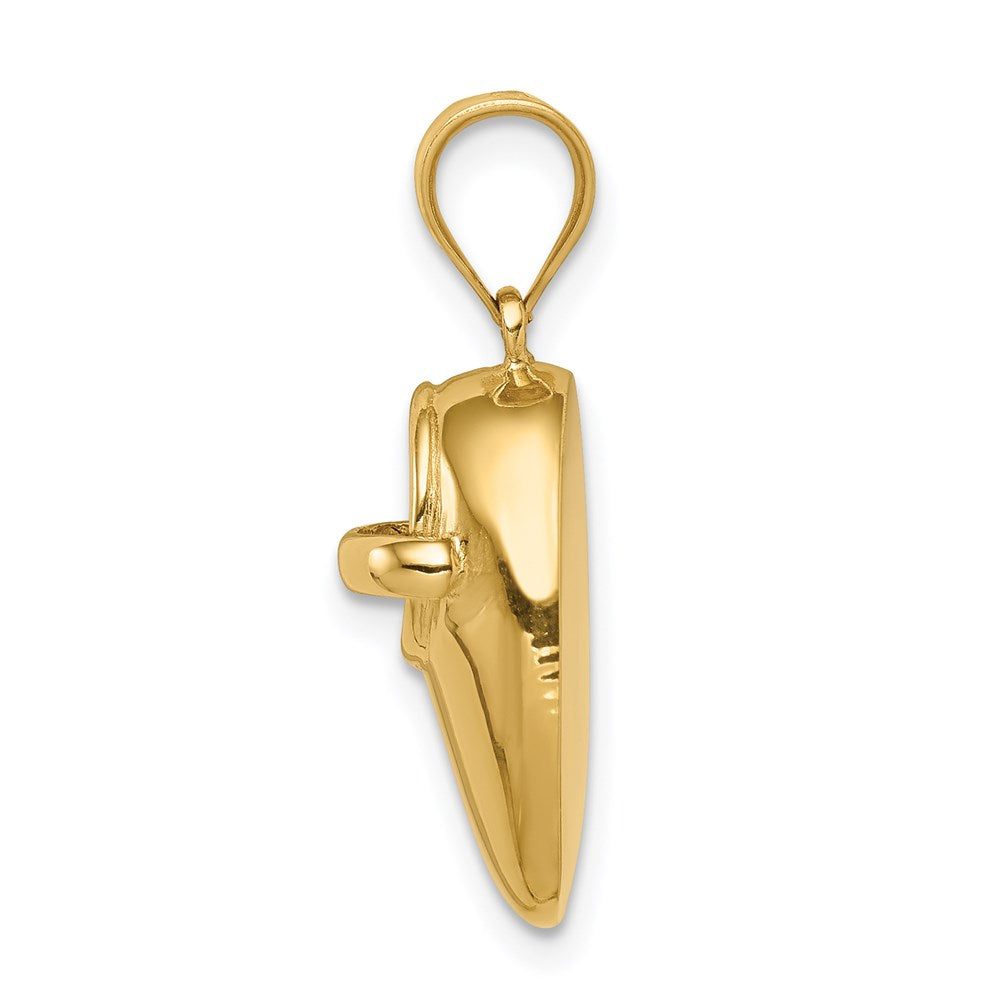14K Gelbgold polierter 3D-Baby-Schuh-Anhänger