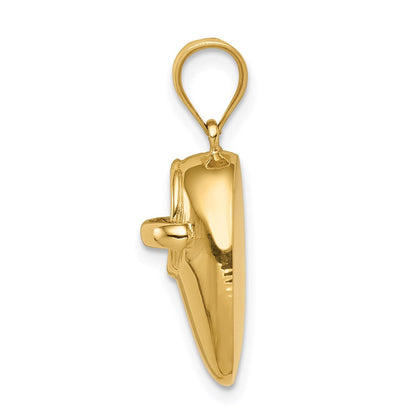 14K Gelbgold polierter 3D-Baby-Schuh-Anhänger