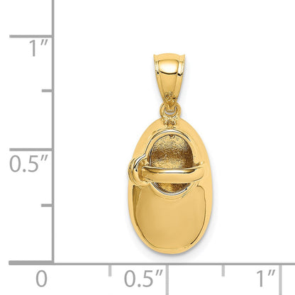 14K Gelbgold polierter 3D-Baby-Schuh-Anhänger