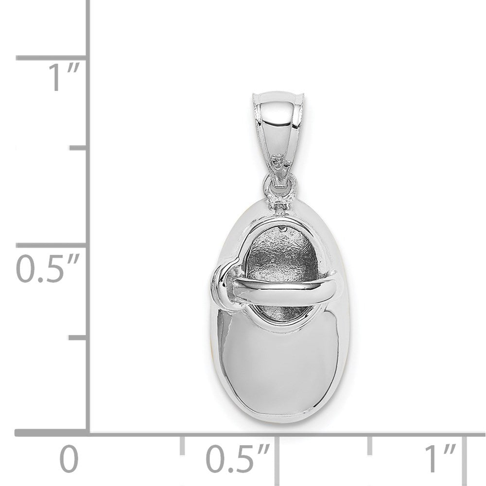 14K Weißgold Weiß Poliert 3D-Baby-Schuh-Anhänger