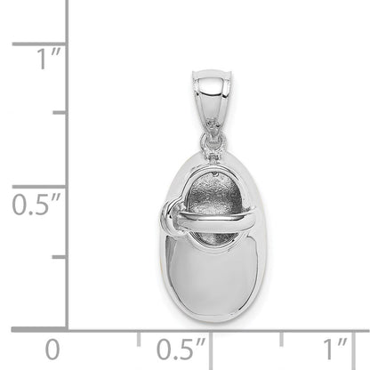 14K Weißgold Weiß Poliert 3D-Baby-Schuh-Anhänger
