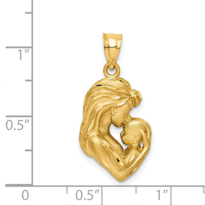 14K Gelbgold Anhänger „Mama/Baby" gebürstet, diamantgeschliffen