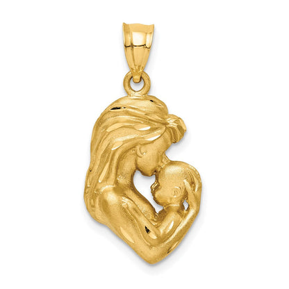 14K Gelbgold Anhänger „Mama/Baby" gebürstet, diamantgeschliffen