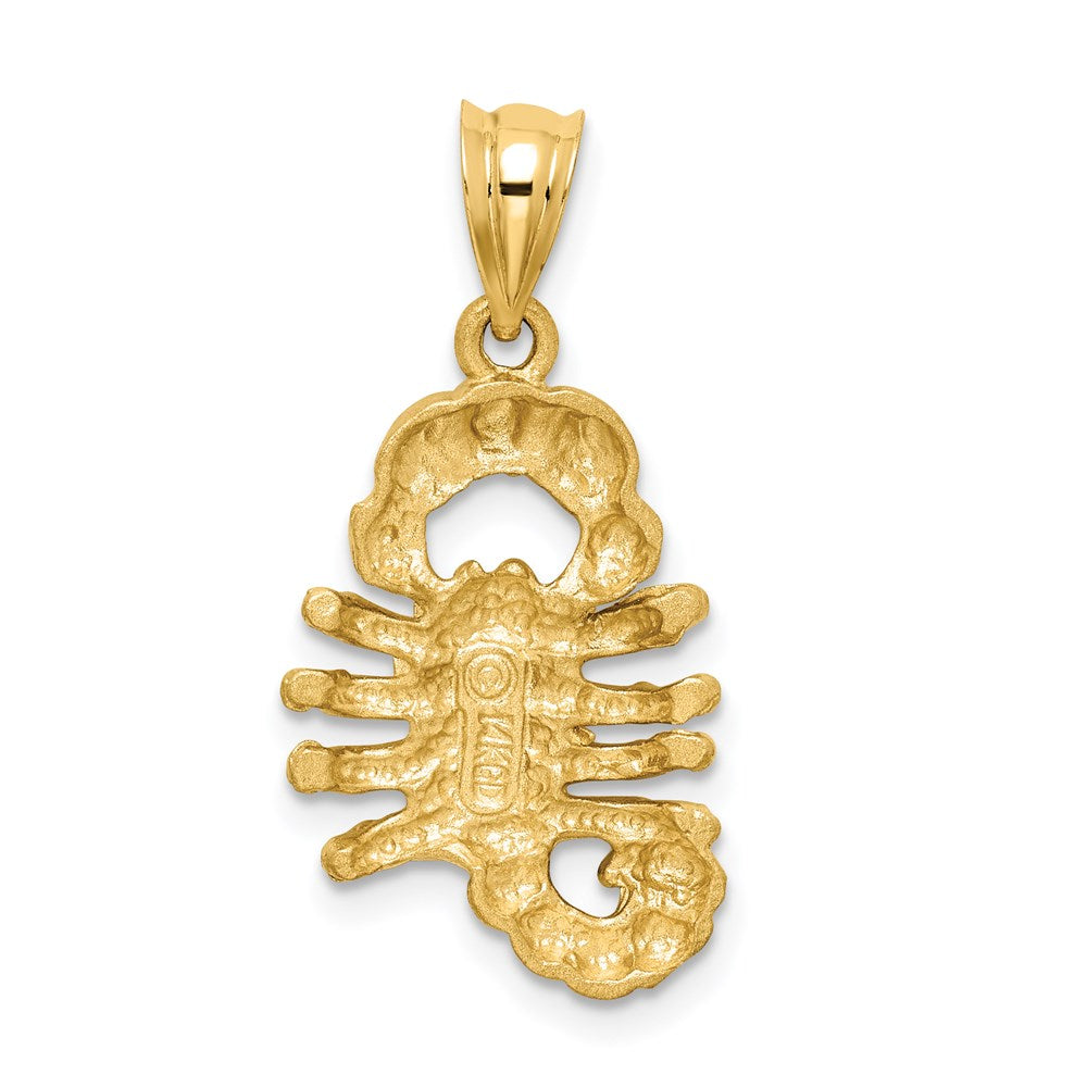 14 Karat Gelbgold Skorpion-Anhänger, gebürstet und diamantgeschliffen