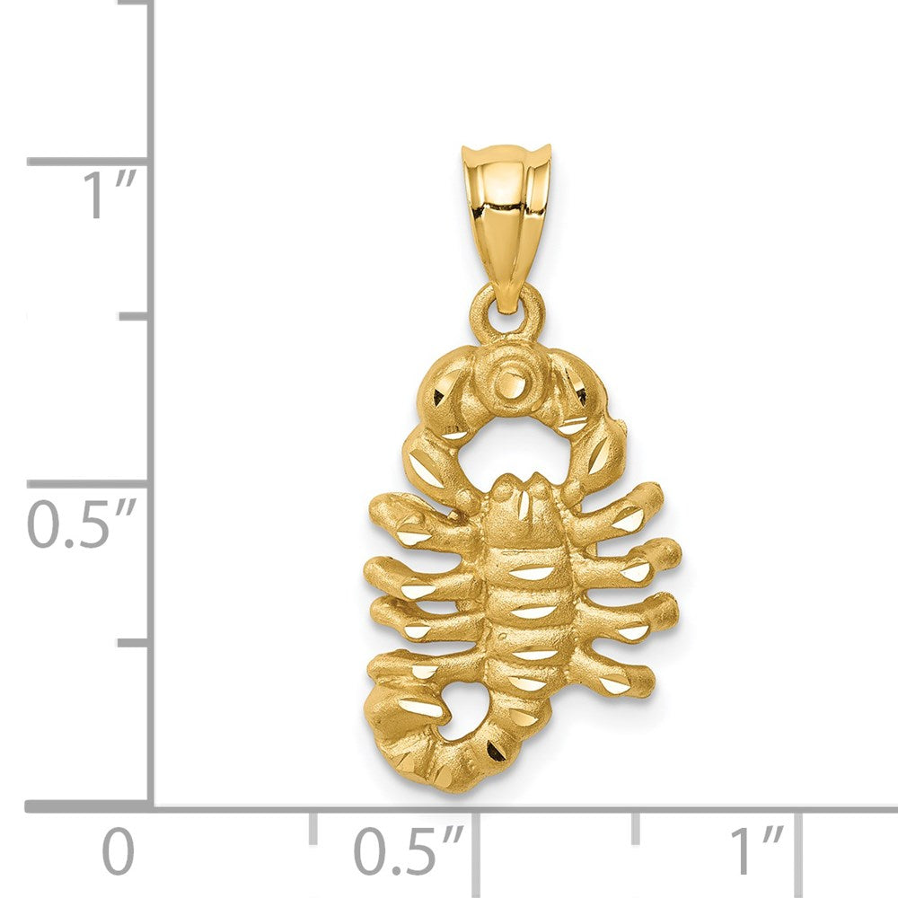 14 Karat Gelbgold Skorpion-Anhänger, gebürstet und diamantgeschliffen