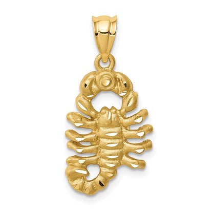 14 Karat Gelbgold Skorpion-Anhänger, gebürstet und diamantgeschliffen