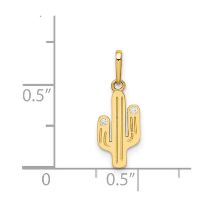 14K Gelbgold Cactus Zirkonia Anhänger