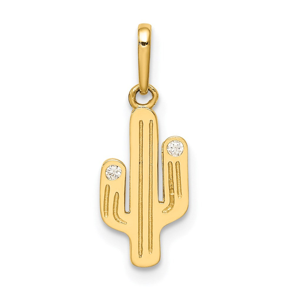 14K Gelbgold Cactus Zirkonia Anhänger