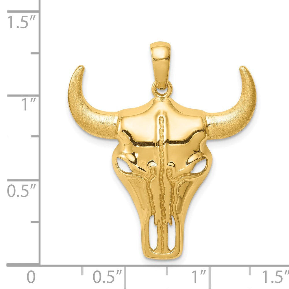 14 Karat Gelbgold Steer-Schädel-Anhänger
