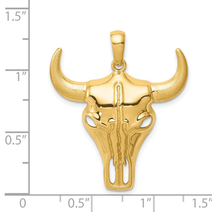 14 Karat Gelbgold Steer-Schädel-Anhänger