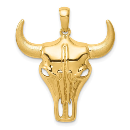 14 Karat Gelbgold Steer-Schädel-Anhänger