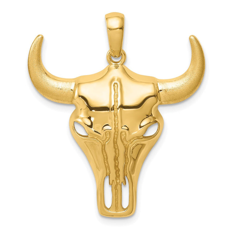 14 Karat Gelbgold Steer-Schädel-Anhänger