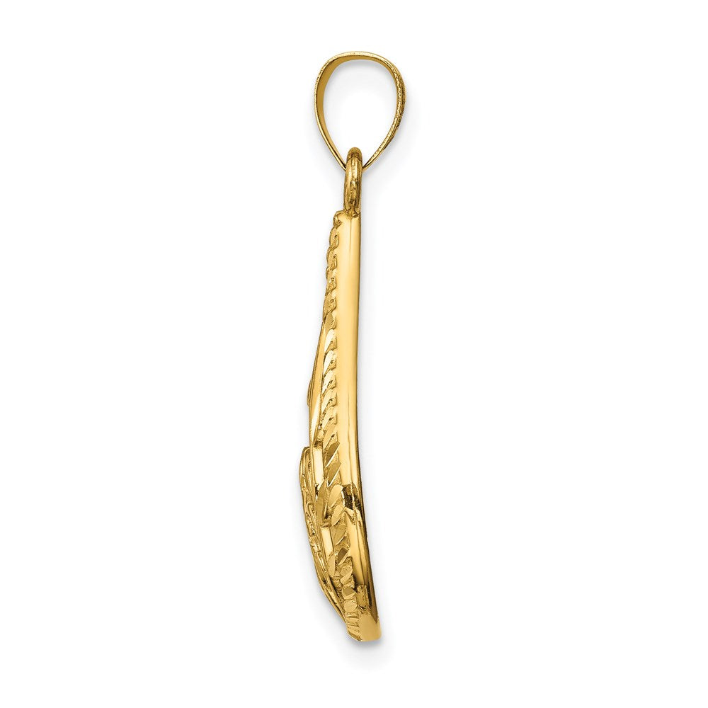 14K Gelbgold Blatt Diamantschliff Anhänger