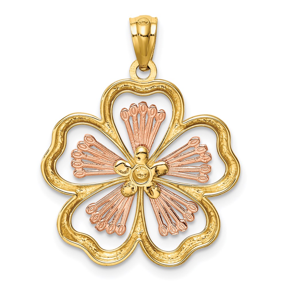 14K Bicolor Gold Plumeria-Anhänger