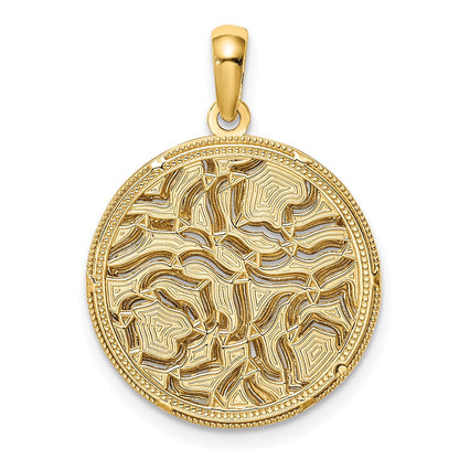14K Gelb- und Rhodiumgold Blumen-Charm mit Weißrhodium