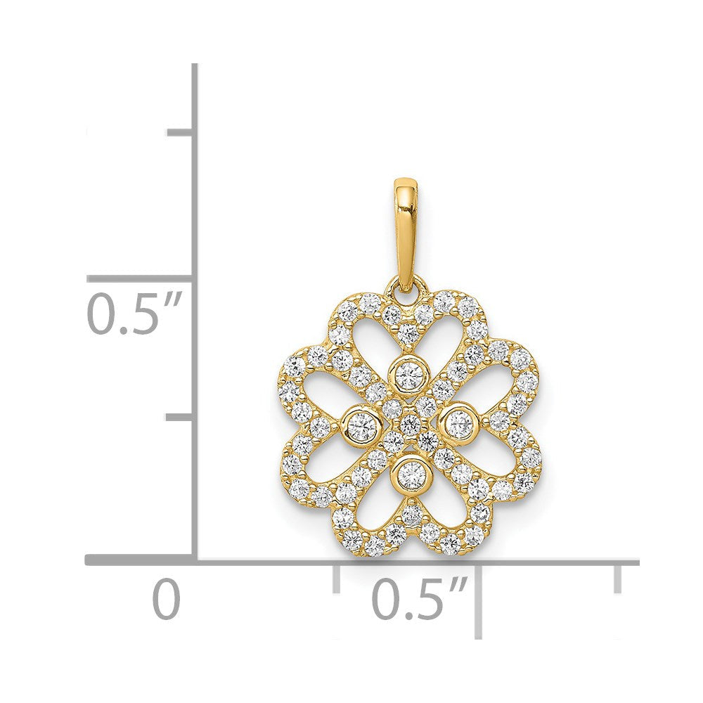 14K Gelbgold Zirkonia Klee Anhänger