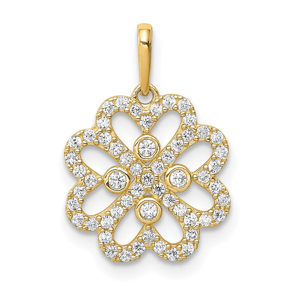 14K Gelbgold Zirkonia Klee Anhänger
